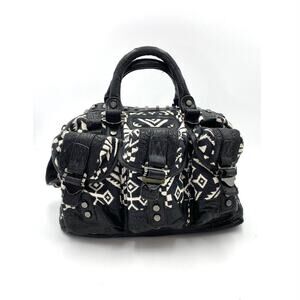 Brachfeld Parlaghy Carla Satchel Leather Jacquard Black Geometric Printed Bag